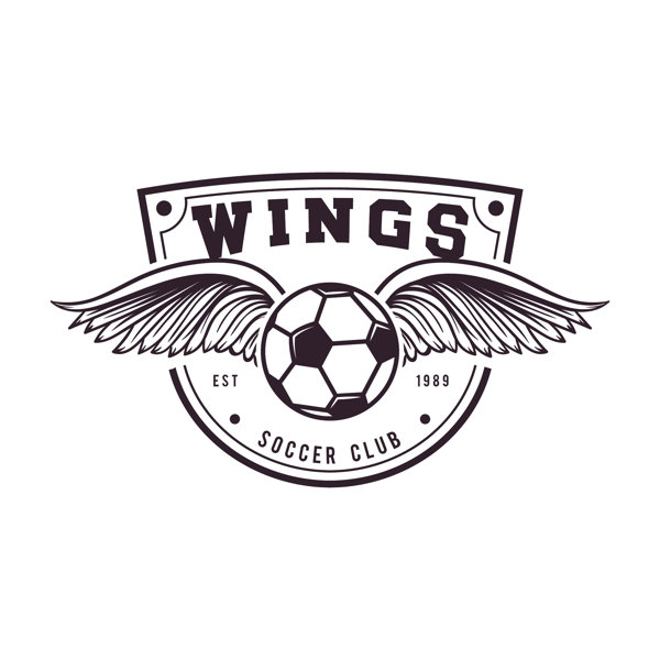 一只长了翅膀的足球logo模板