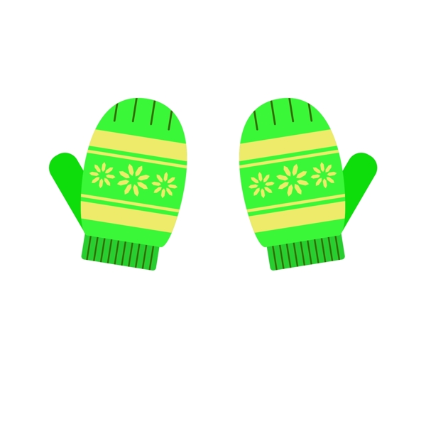 冬季保暖手套加厚儿童绿色花纹