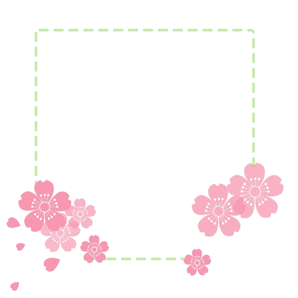 春季粉色樱花边框卡通素材下载