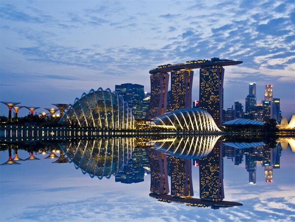 新加坡滨海湾黄昏