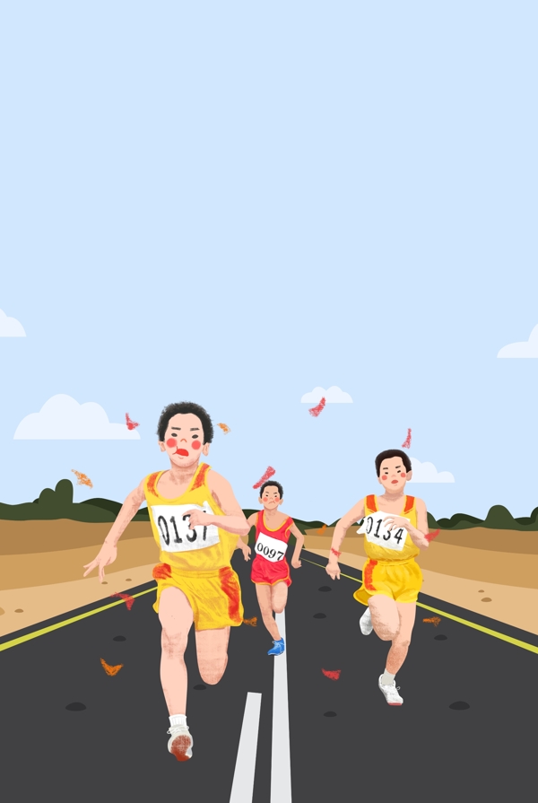春季运动会跑步运动员海报背景