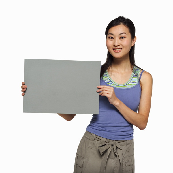 側(cè)向展示廣告牌的美女圖片
