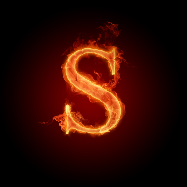 燃烧着的英文字母图片素材S
