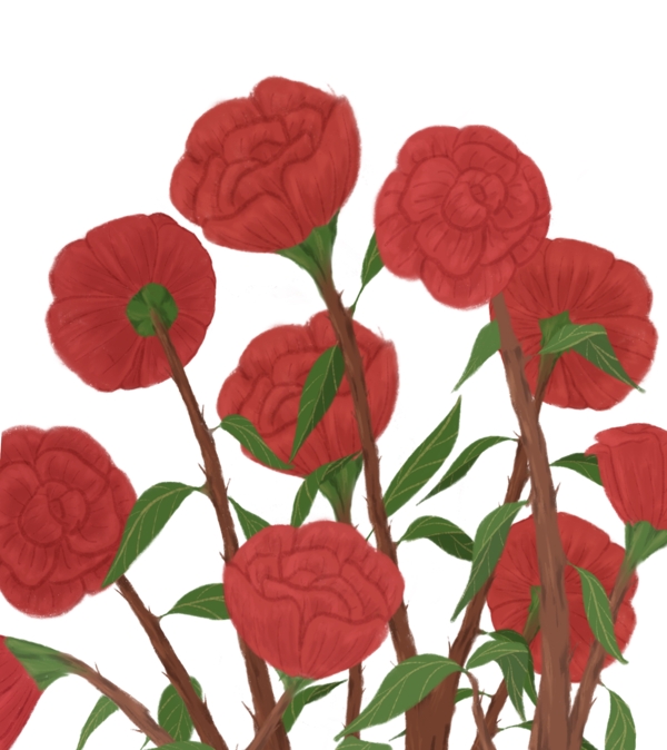 卡通手绘红色玫瑰元素