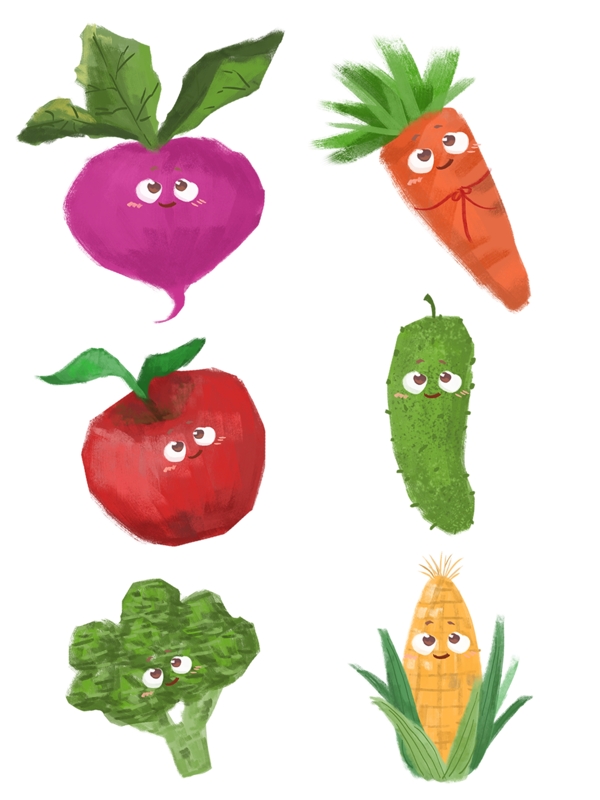 手绘儿插卡通简约蔬果设计元素