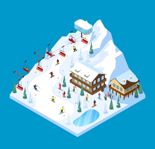 滑雪场卡通