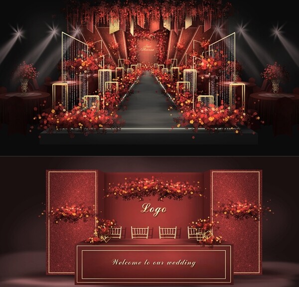 红色婚庆舞台