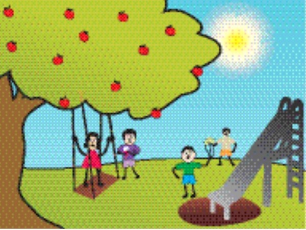 在公園里玩耍的孩子們