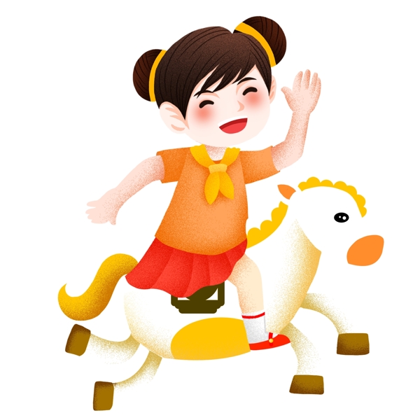 创意卡通骑着木马的女孩
