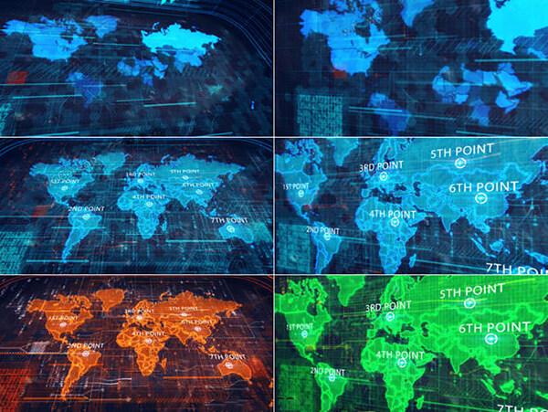 漂亮的世界地图全球通信AE模板