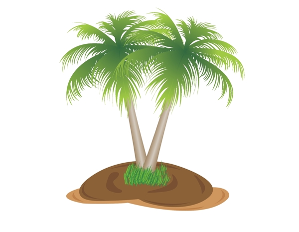 卡通沙滩椰树元素