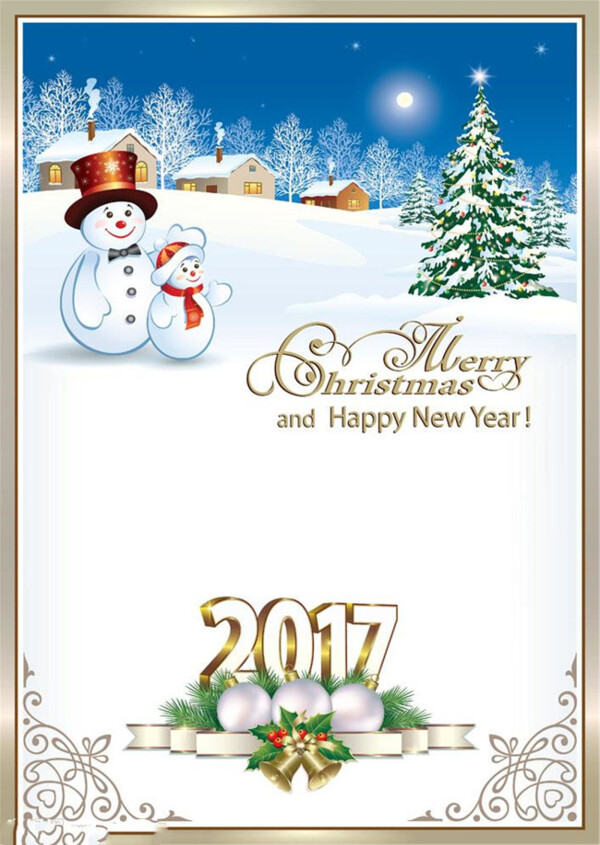 雪地上的雪人和圣誕樹(shù)圖片