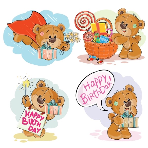 棕色泰迪熊祝你生日快樂(lè)