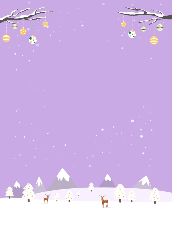 紫色冬季雪地背景素材