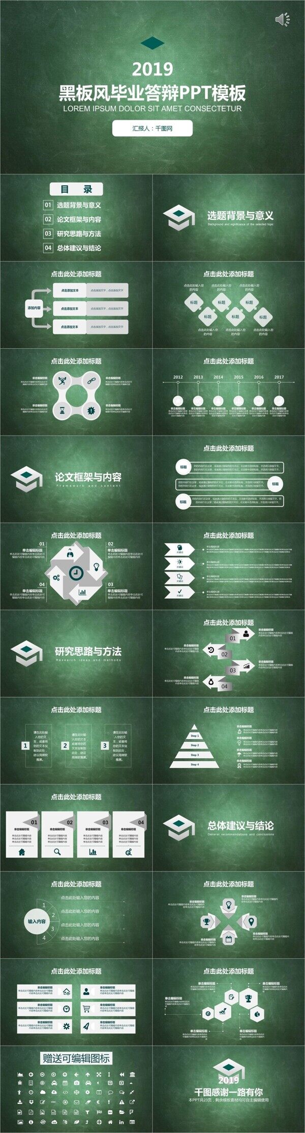 黑板風畢業(yè)答辯PPT模板