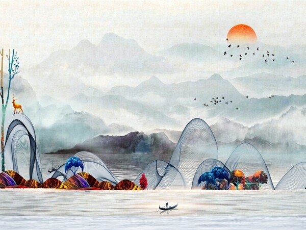 新中式背景墻
