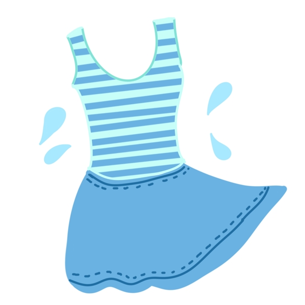蓝色裙装泳衣