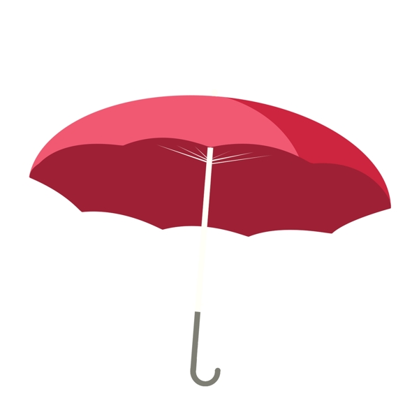 手绘红伞图案元素