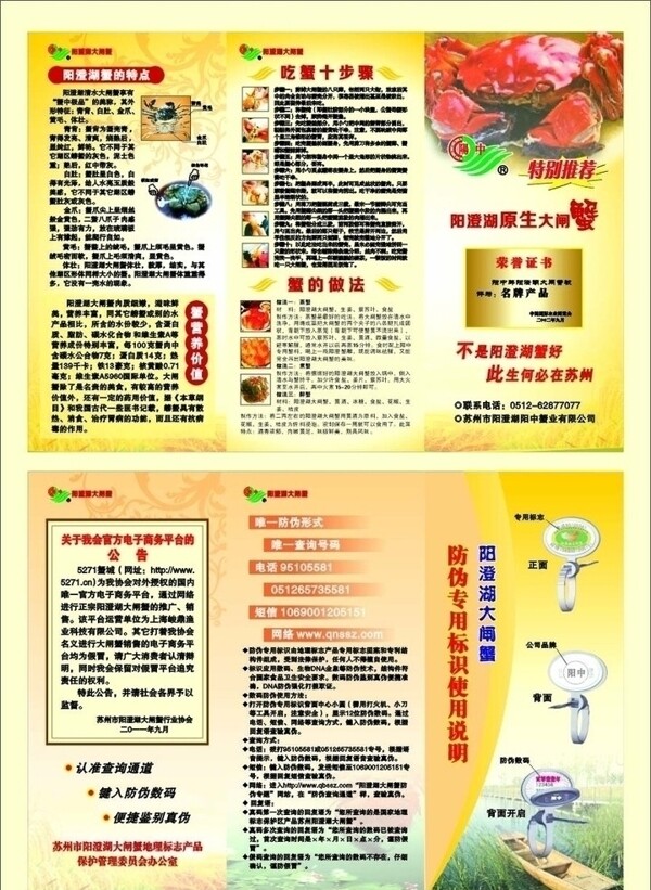 陽(yáng)澄湖大閘蟹三折頁(yè)圖片