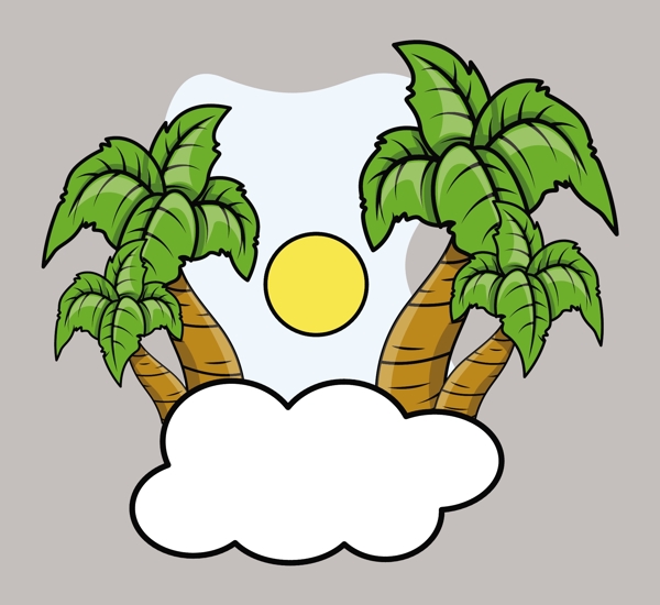 热带岛屿在云卡通插画矢量