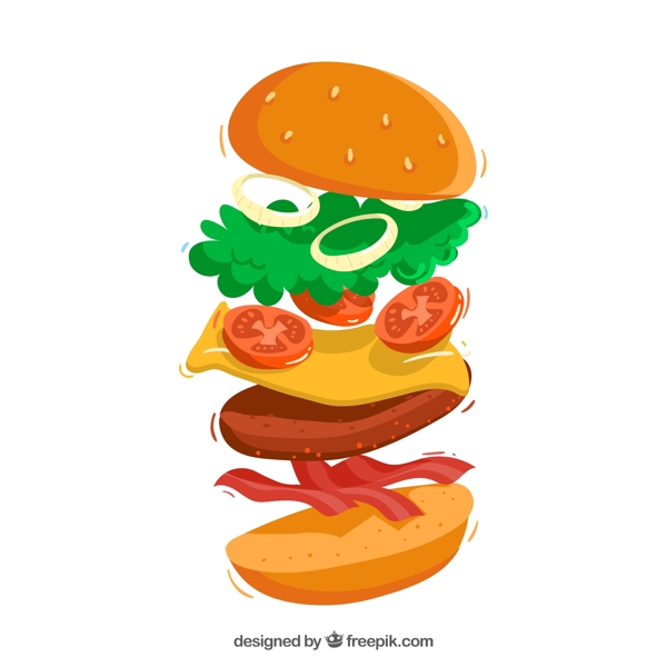 芝士漢堡與美味的食材插圖背景