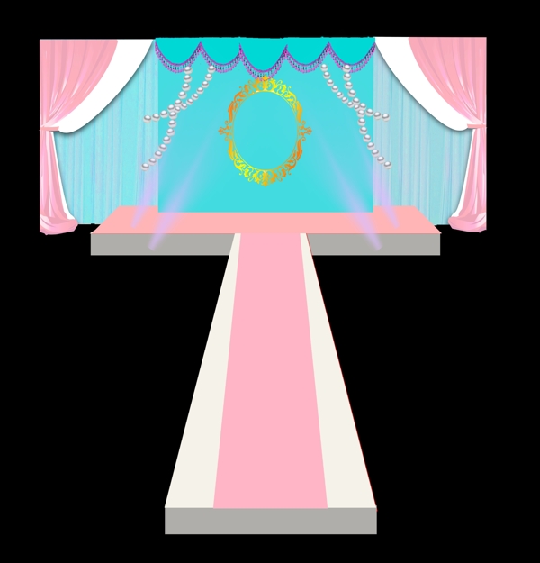 婚礼蓝粉色布幔背景