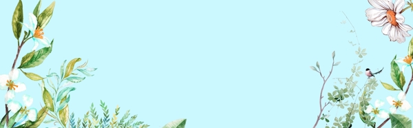 綠色清新手繪banner背景