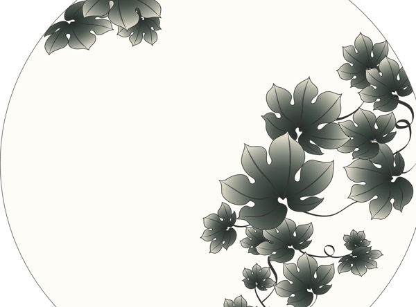 矢量植物水墨綠藤圖片