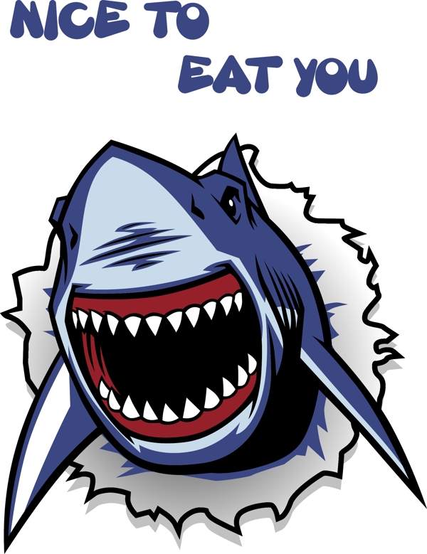鲨鱼卡通海报插画
