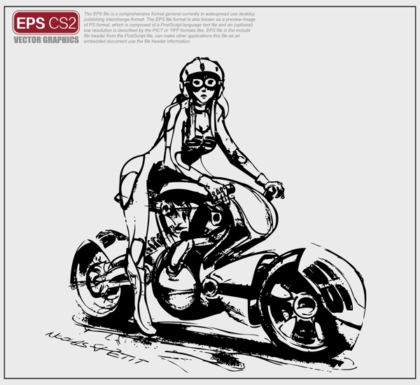 摩托车手矢量图形图片