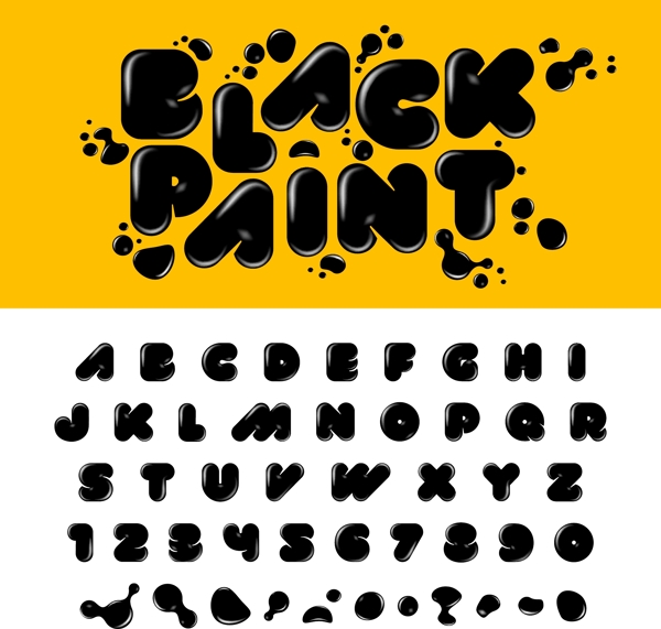黑色字母卡通高清矢量素材
