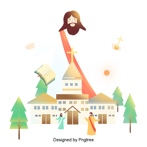 耶稣和平坦的插图背景材料