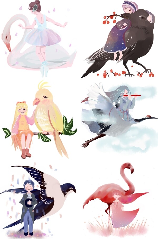 梦幻主题系列女孩儿和鸟的故事