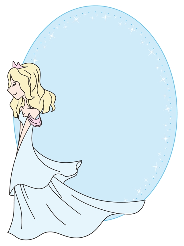 520蓝色婚纱唯美新娘矢量边框