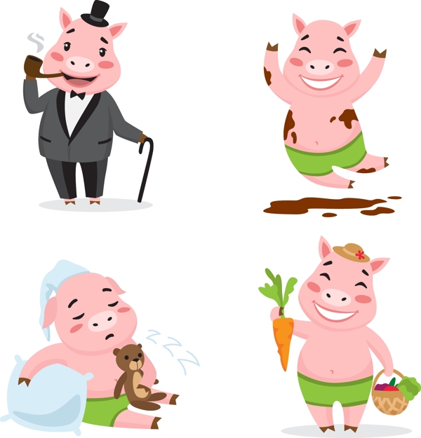 卡通可爱的猪元素