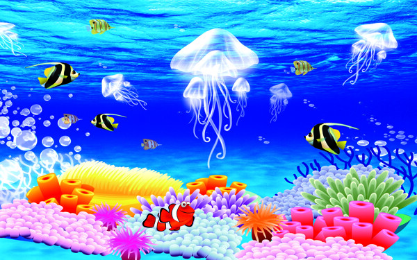 海底世界水母鱼海藻