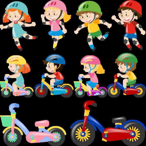 儿童玩具自行车插画免抠png透明图层素材