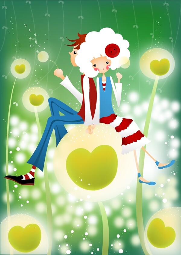 韓國鈕扣少女矢量插畫14
