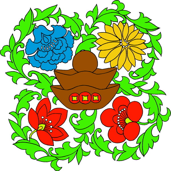 花草吉祥插圖裝飾
