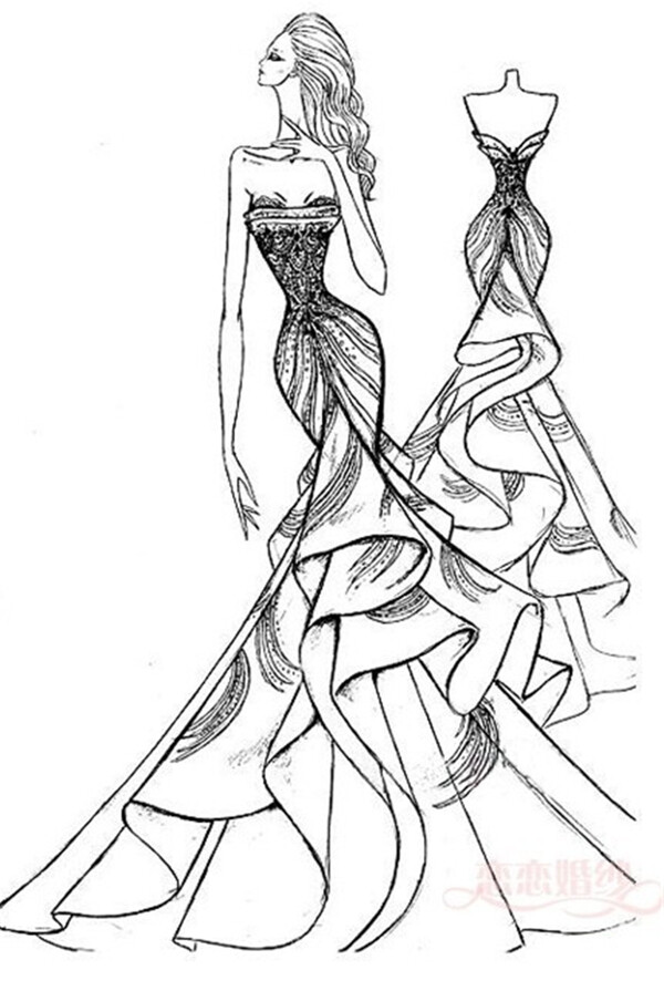 抹胸長(zhǎng)裙禮服設(shè)計(jì)圖