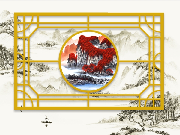新中式背景墻