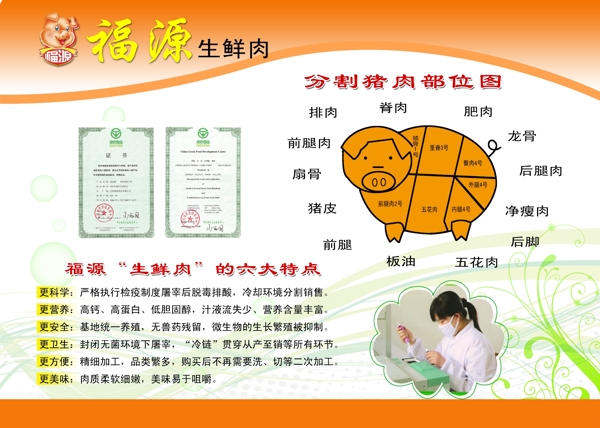福源肉食豬肉分割圖圖片