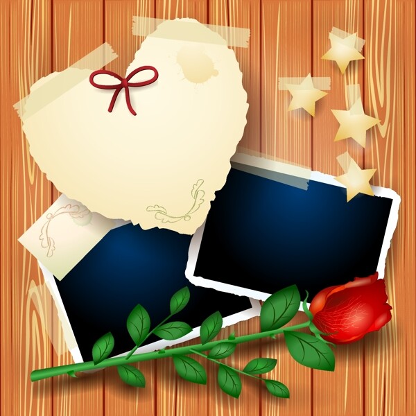 浪漫心形卡片玫瑰背景
