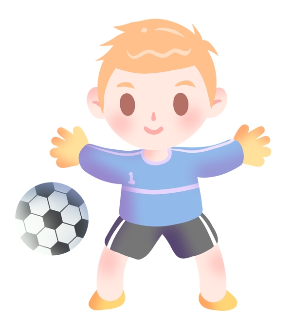 足球守门员小男孩插画