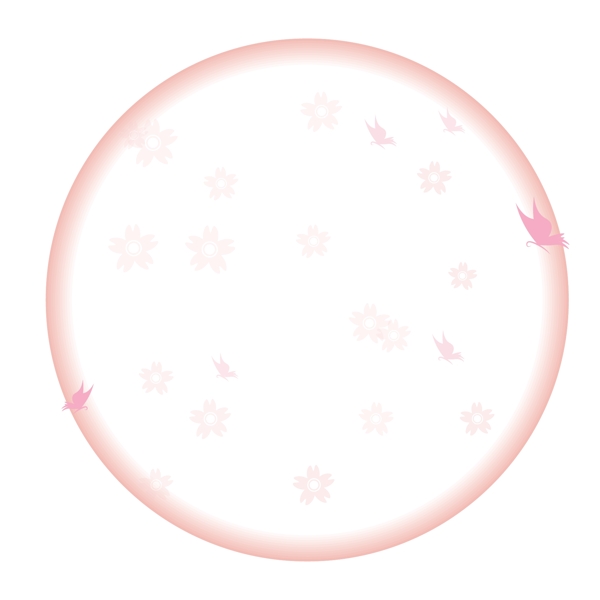 粉色泡泡樱花边框矢量免抠素材