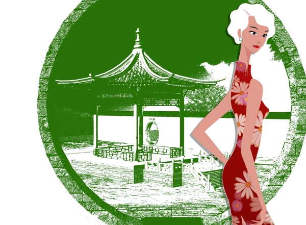 時尚女性分層插畫02圖片