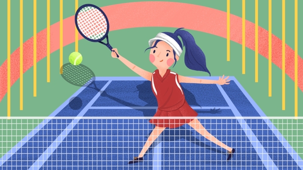 美网公开赛开幕打网球的女孩
