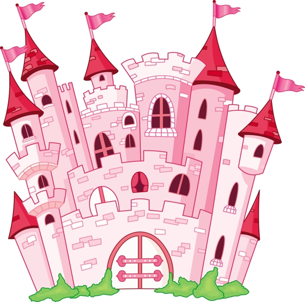 粉色童话城堡矢量素材
