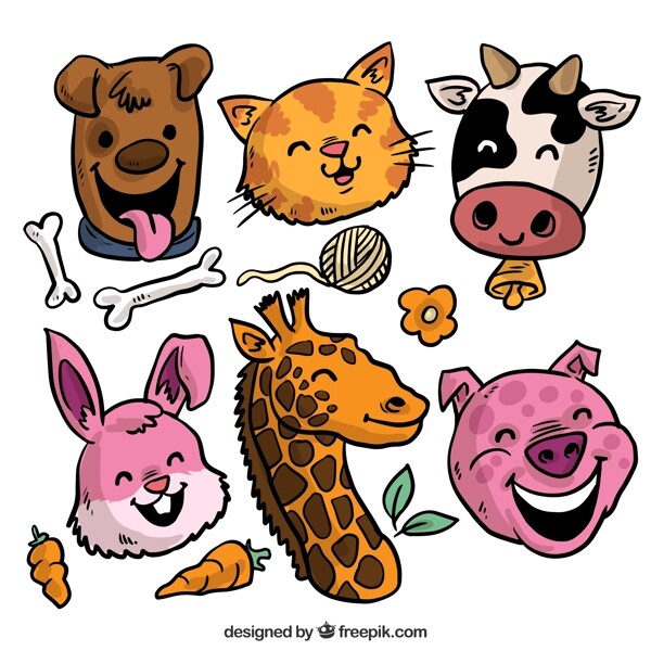 6款彩绘笑脸动物头像