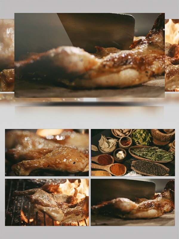 美食烤鹅烤鸭制作视频素材